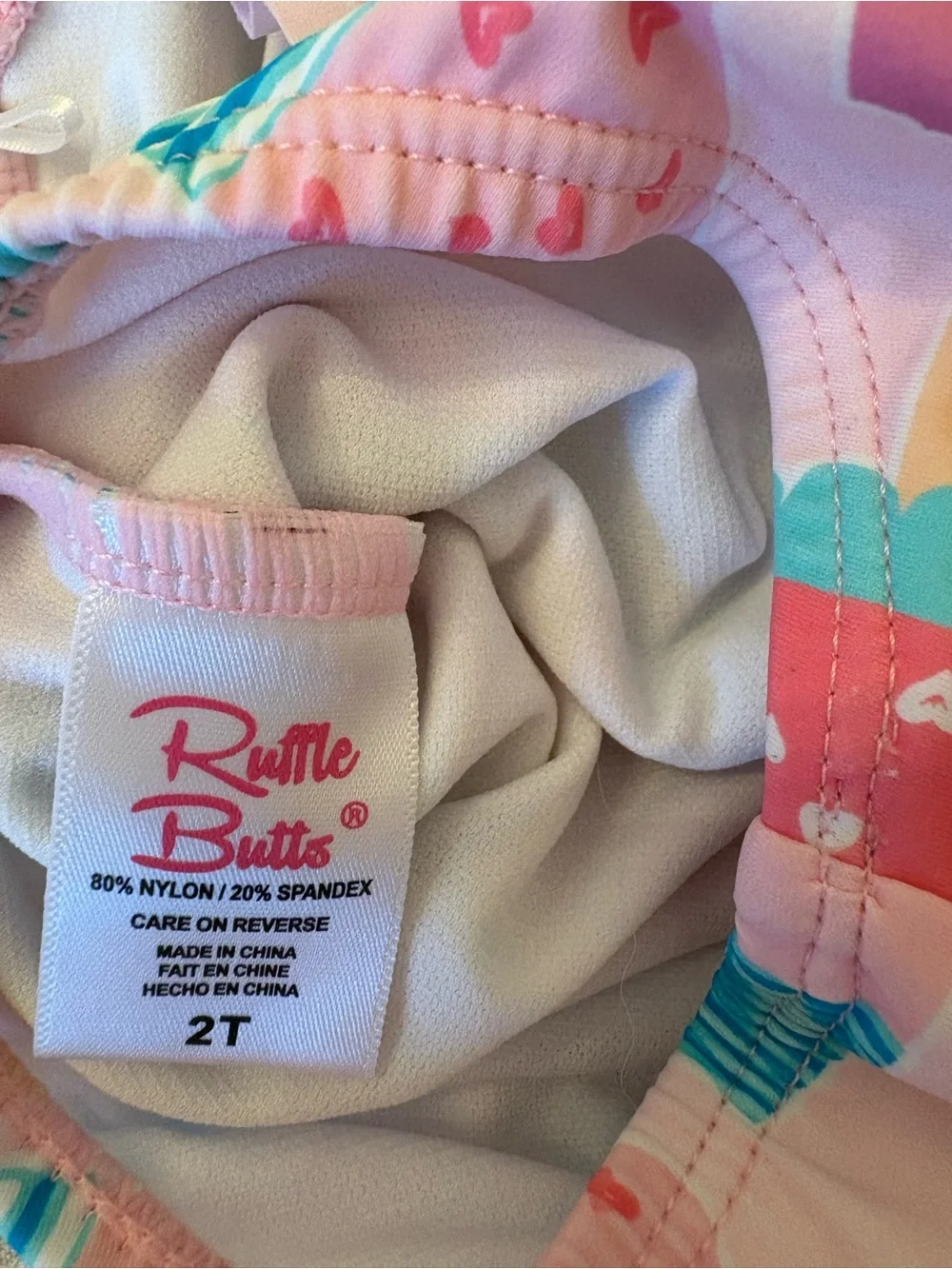 NWOT Girls Pink Popsicle Print One-Piece Swimsuit with Ruffle Straps